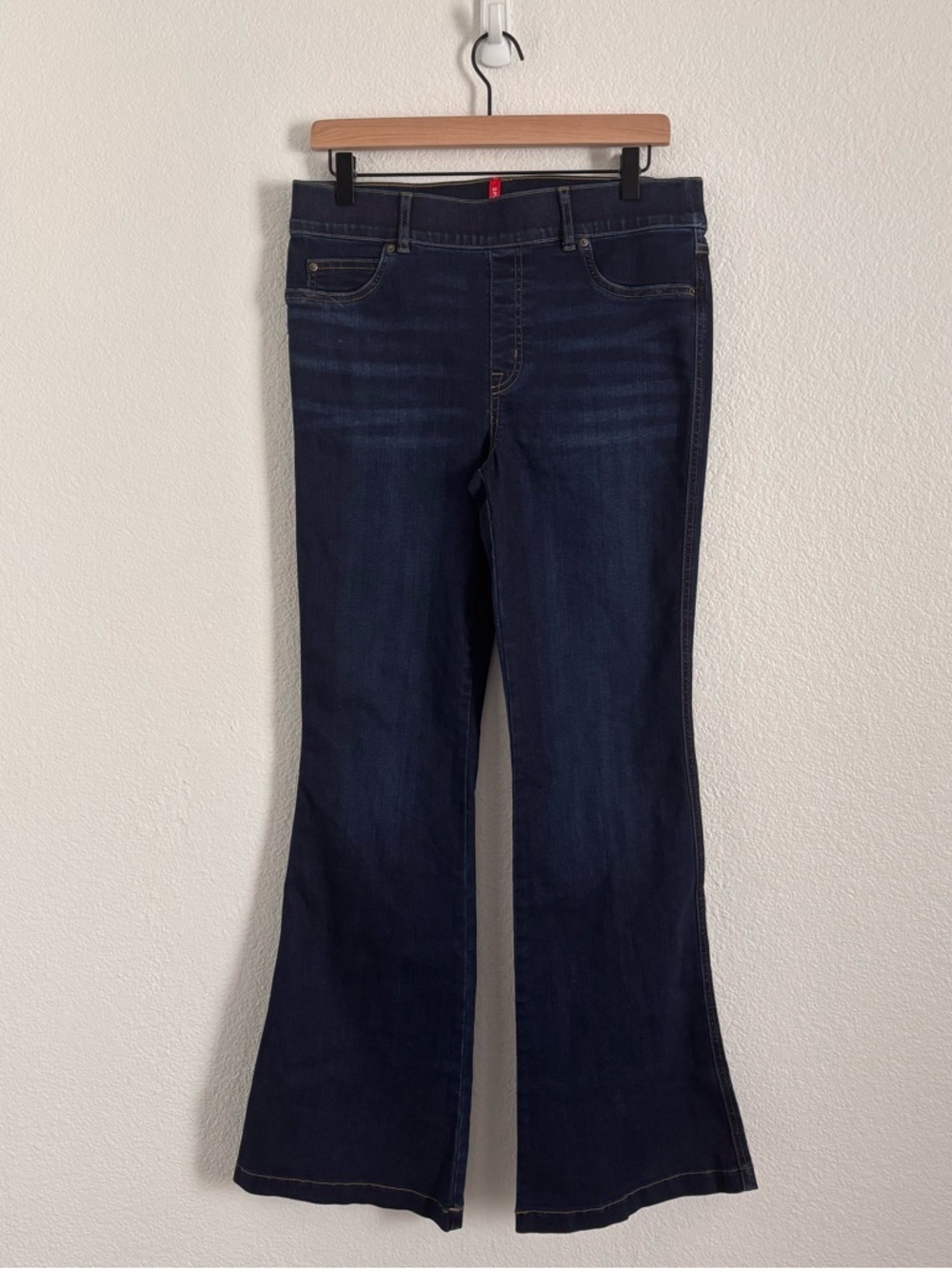 Spanx Women's Size Large Blue Pull On Flare Jeans